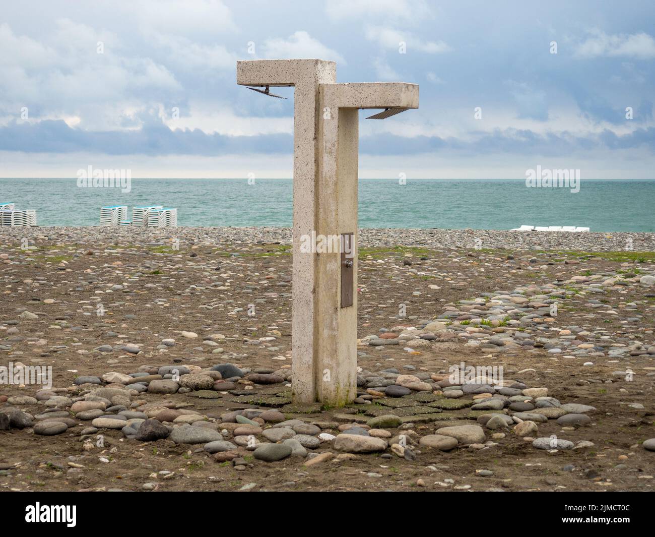 Shower on the beach. Washbasin on the beach. Public accessible shower
