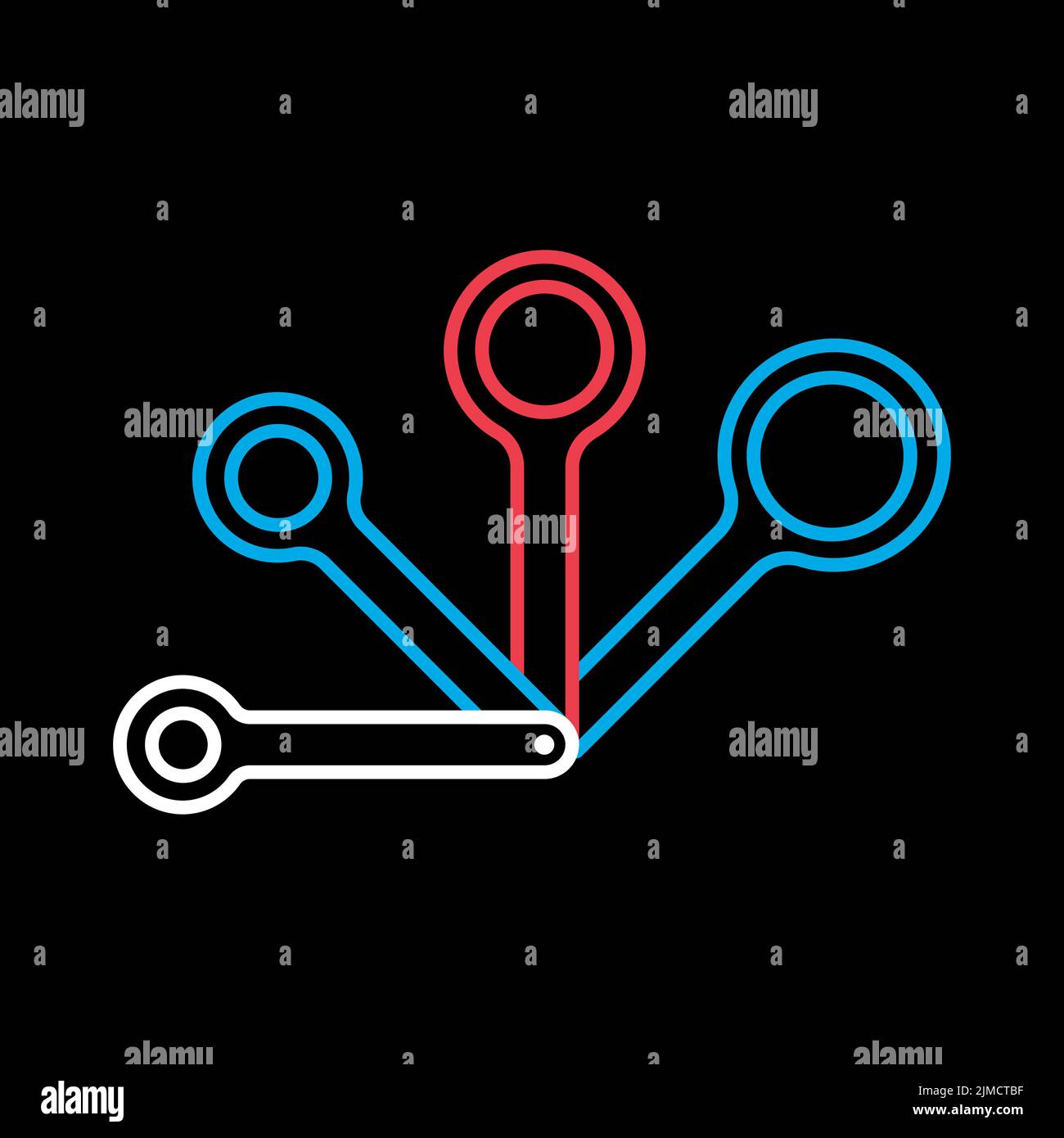 Measuring spoons vector isolated on the black icon. Kitchen appliance ...