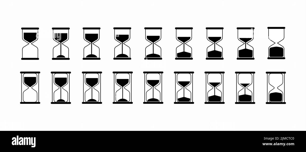 Hourglass vector icons set. Sandglass timer or clock flat icon for apps ...