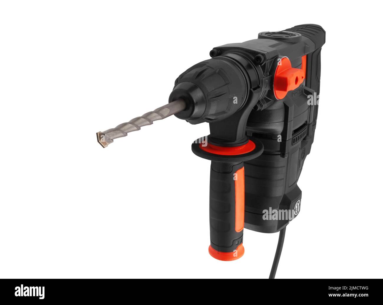 Rotary hammer with a drill isolated on white background Stock Photo