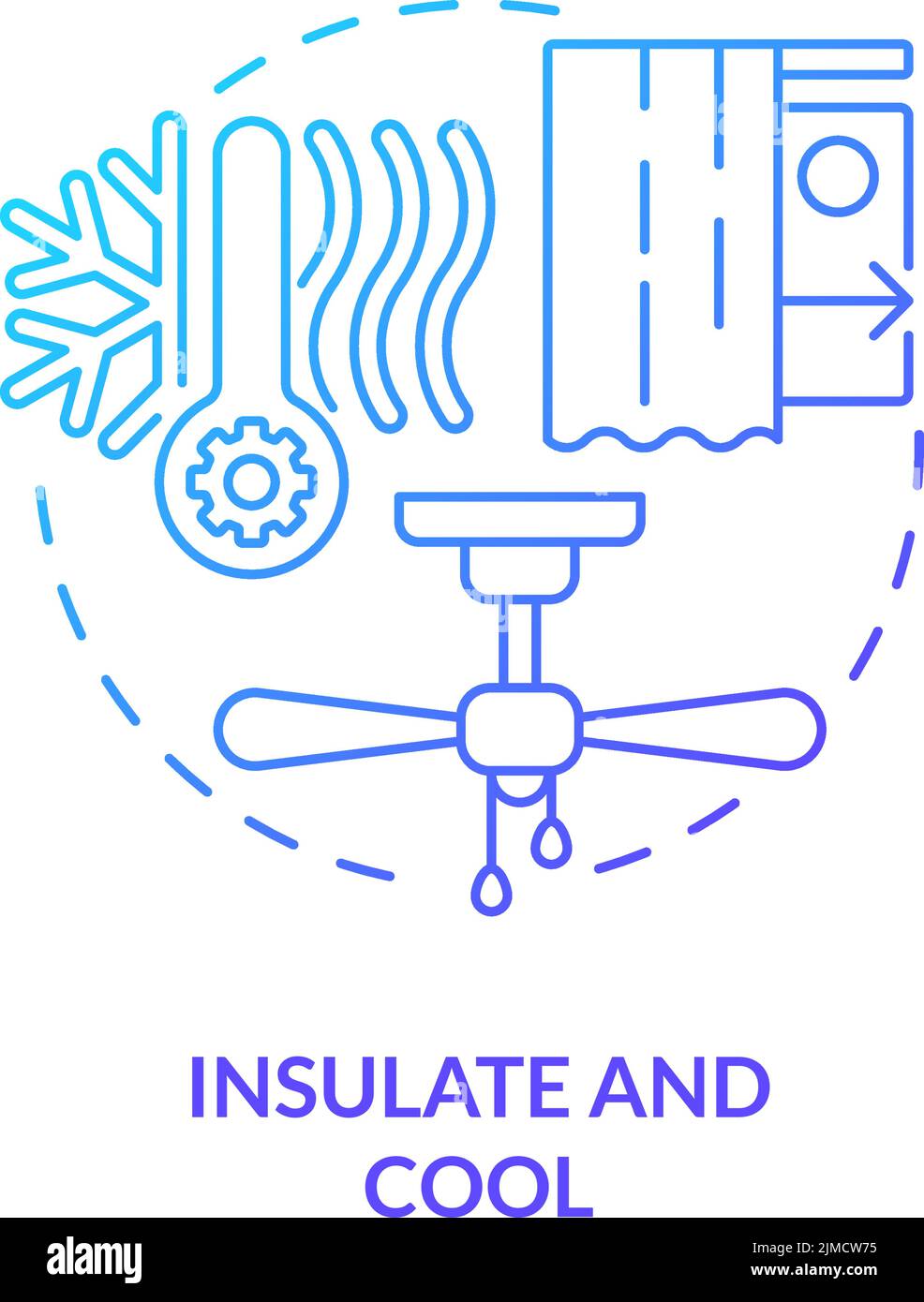 Insulate and cool blue gradient concept icon Stock Vector