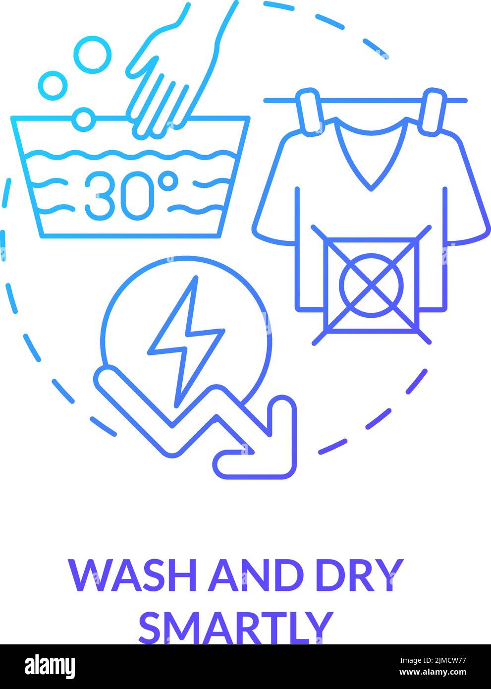 Wash and dry smartly blue gradient concept icon Stock Vector