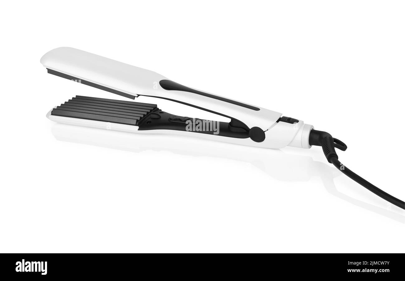 Electric curling iron isolated on white background Stock Photo Alamy