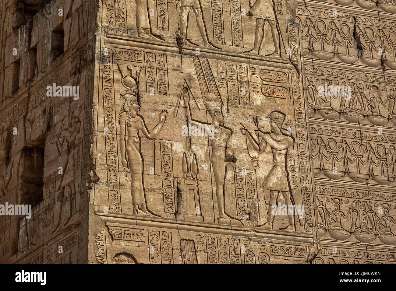 Hieroglyphic carvings in ancient temple Stock Photo