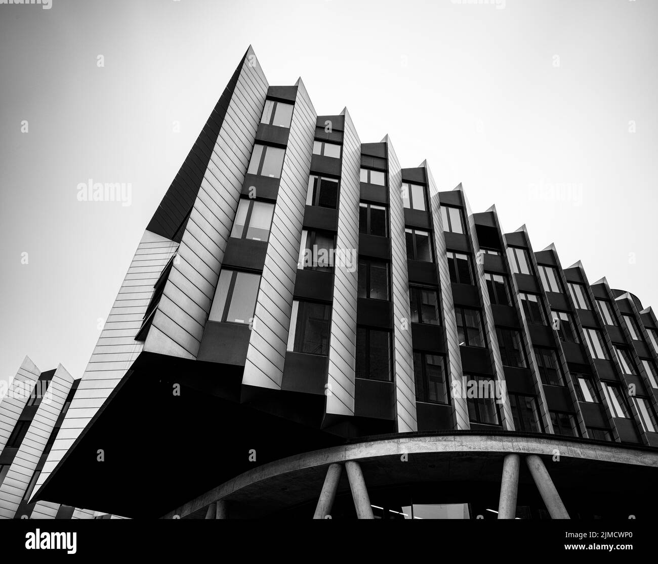 Black and white, office building in the Westhafen district, Pier 1, Frankfurt am Main, Germany Stock Photo