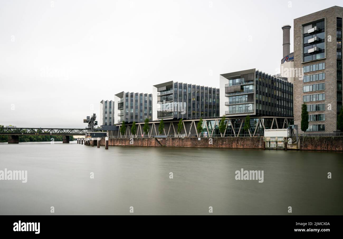 Office building complex in the Westhafenviertel, Pier 1, Frankfurt am Main, Germany Stock Photo