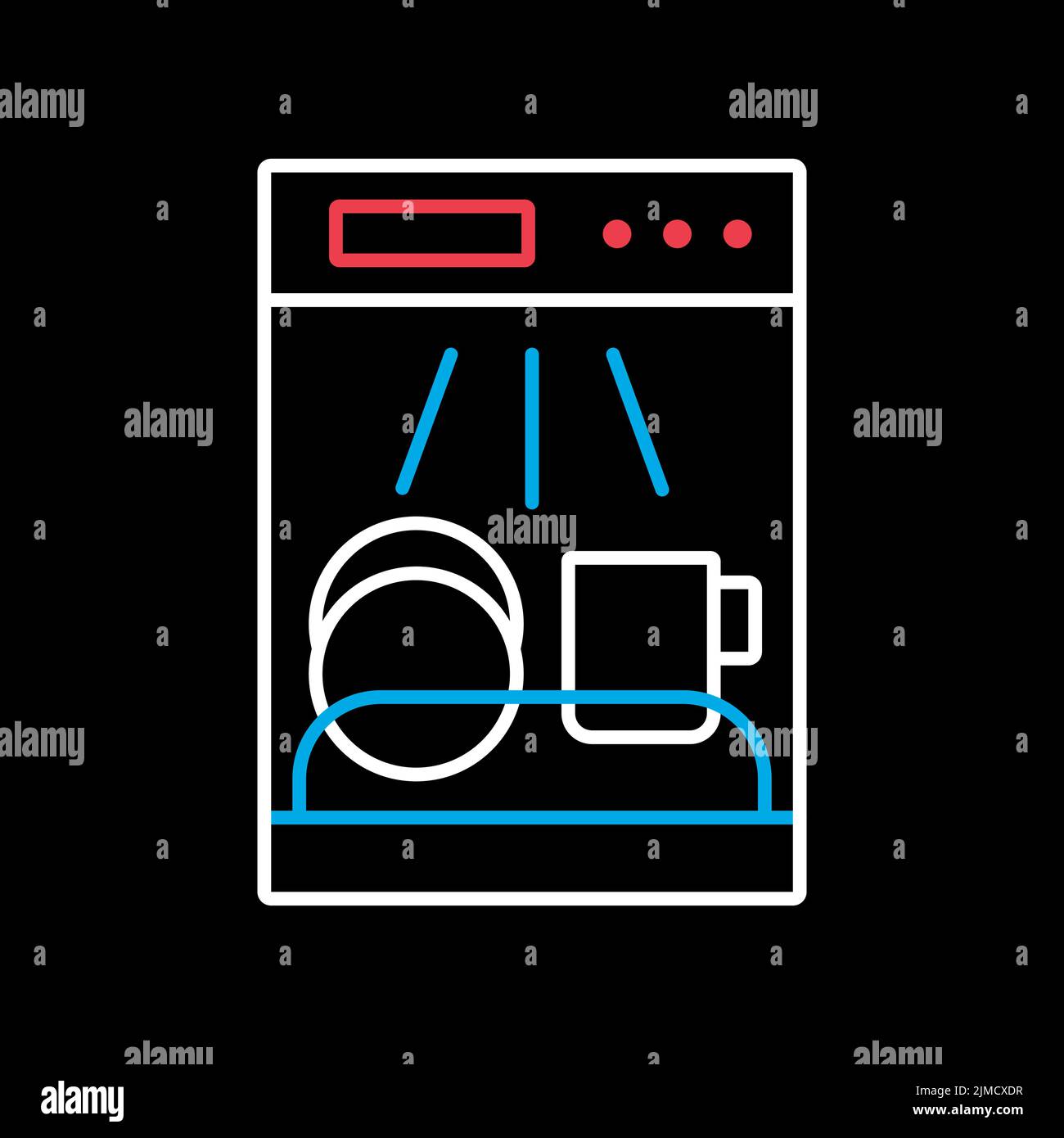 Dishwasher vector isolated on the black icon. Electric kitchen