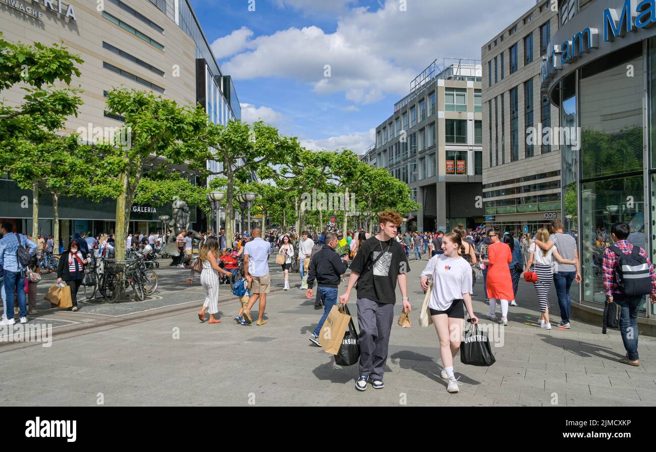 Passers-by, shopping street, Zeil, Frankfurt am Main, Hesse, Germany, Europe Stock Photo