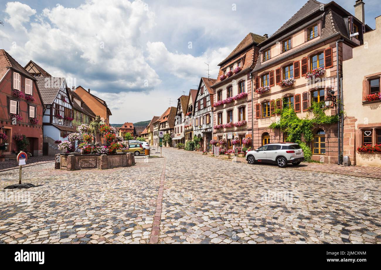 Alsacian village Bergheim near Colmar, France. Stock Photo
