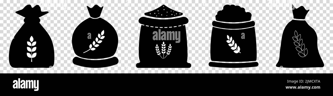 Wheat bag icon set. Vector illustration isolated on transparent background Stock Vector