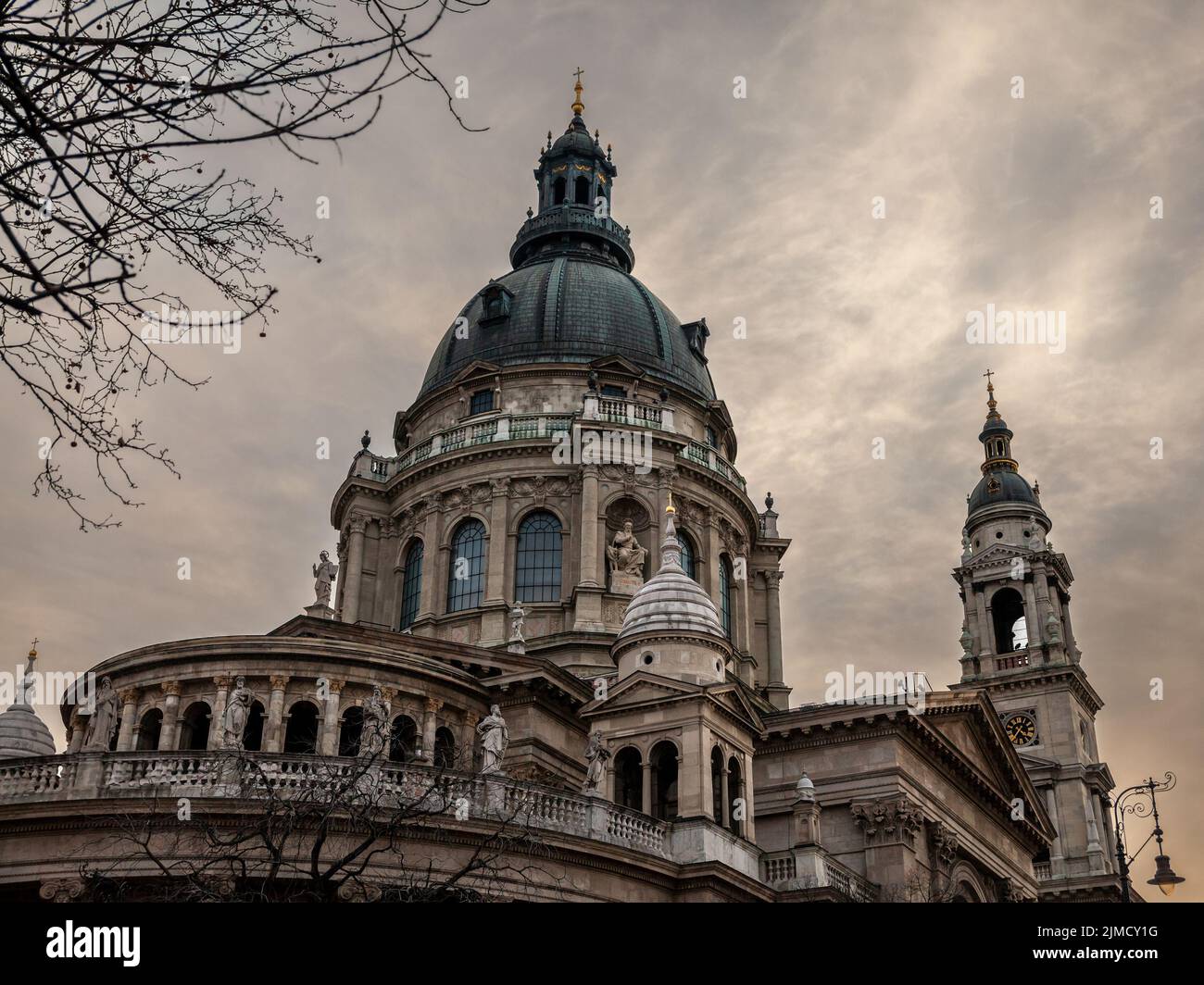 Picture of the back side of the Szent Istvan basilica Church in the city center of Budapest, Hungary. St. Stephen's Basilica is a Roman Catholic basil Stock Photo