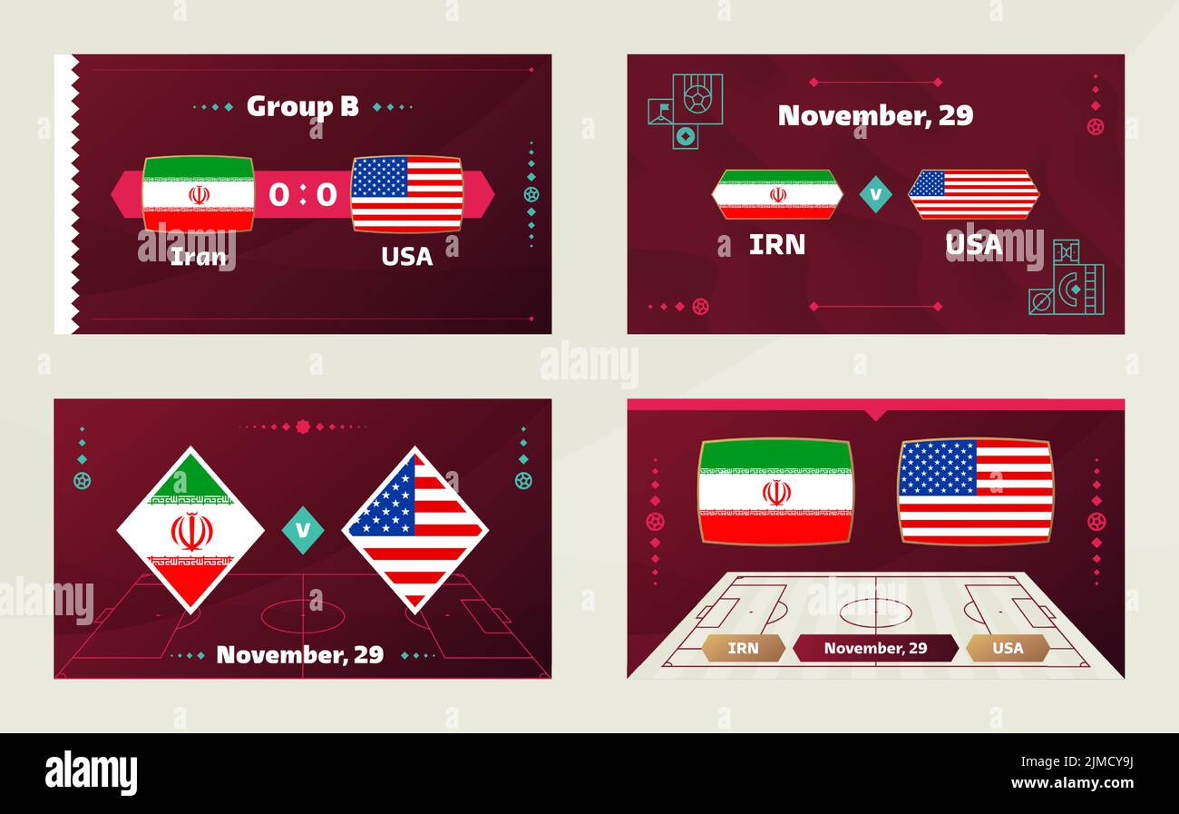 modelo de transmissão de placar iran vs estados unidos para torneio de  futebol esportivo 2022 e ilustração vetorial de campeonato de futebol  11087523 Vetor no Vecteezy