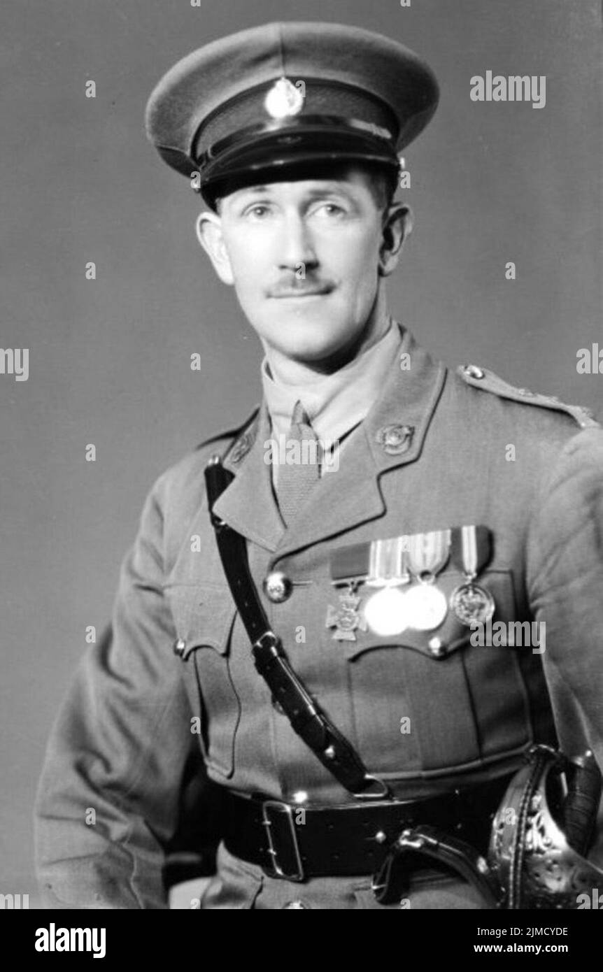 Leslie Wilton Andrew who won a VC in WW1 for his leadership and bravery at La Basseville. He is wearing the Victoria Cross and other medals. Stock Photo