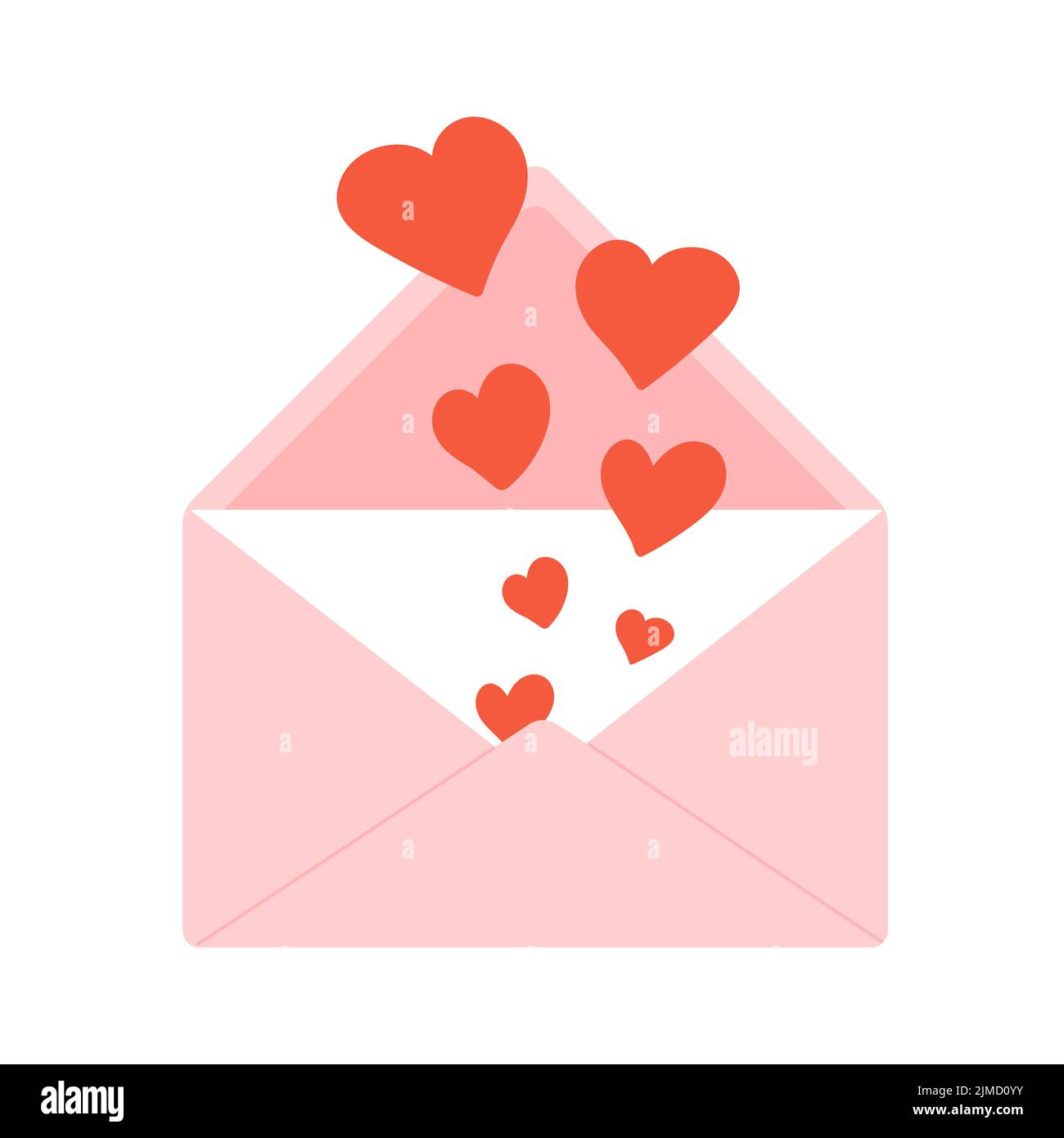 Open envelope with hearts. Lovely message, romantic declaration vector ...
