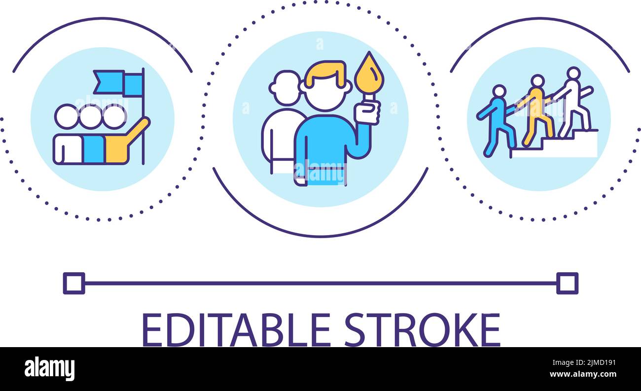 Effective leader in workplace loop concept icon Stock Vector