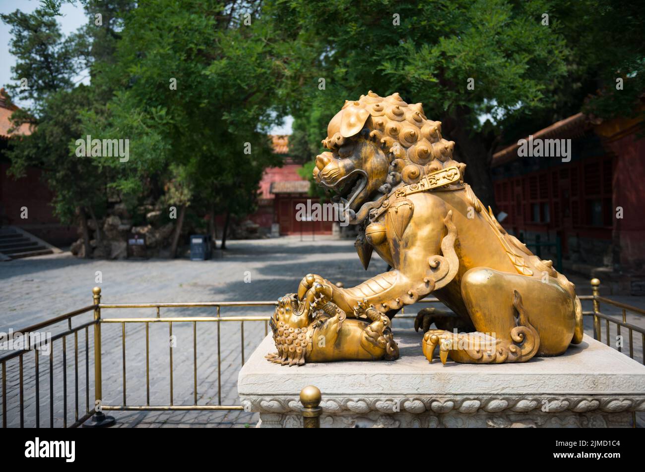 Bronze lion statue in Forbidden Palace in Bejing China Stock Photo Alamy