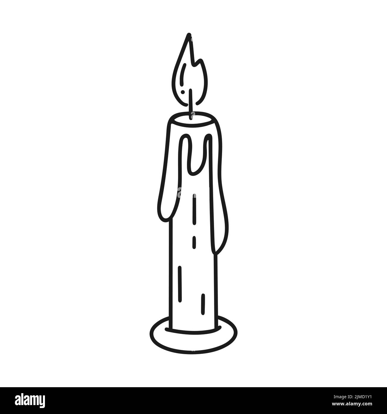 Burning candle black isolated doodle illustration Stock Vector Image