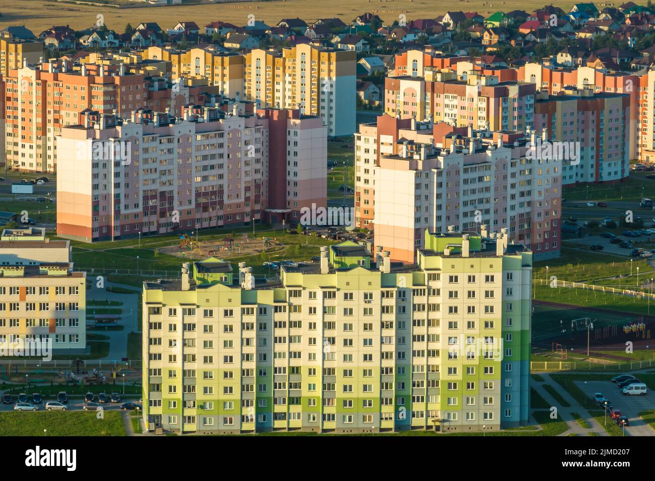 Pan View High Rise panoramic view of the residential area of high-rise buildings Stock ...