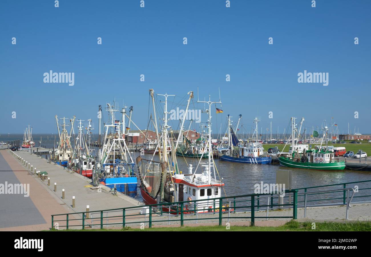Harbor of Accumersiel at North Sea,East Frisia,lower saxony,Germany Stock Photo