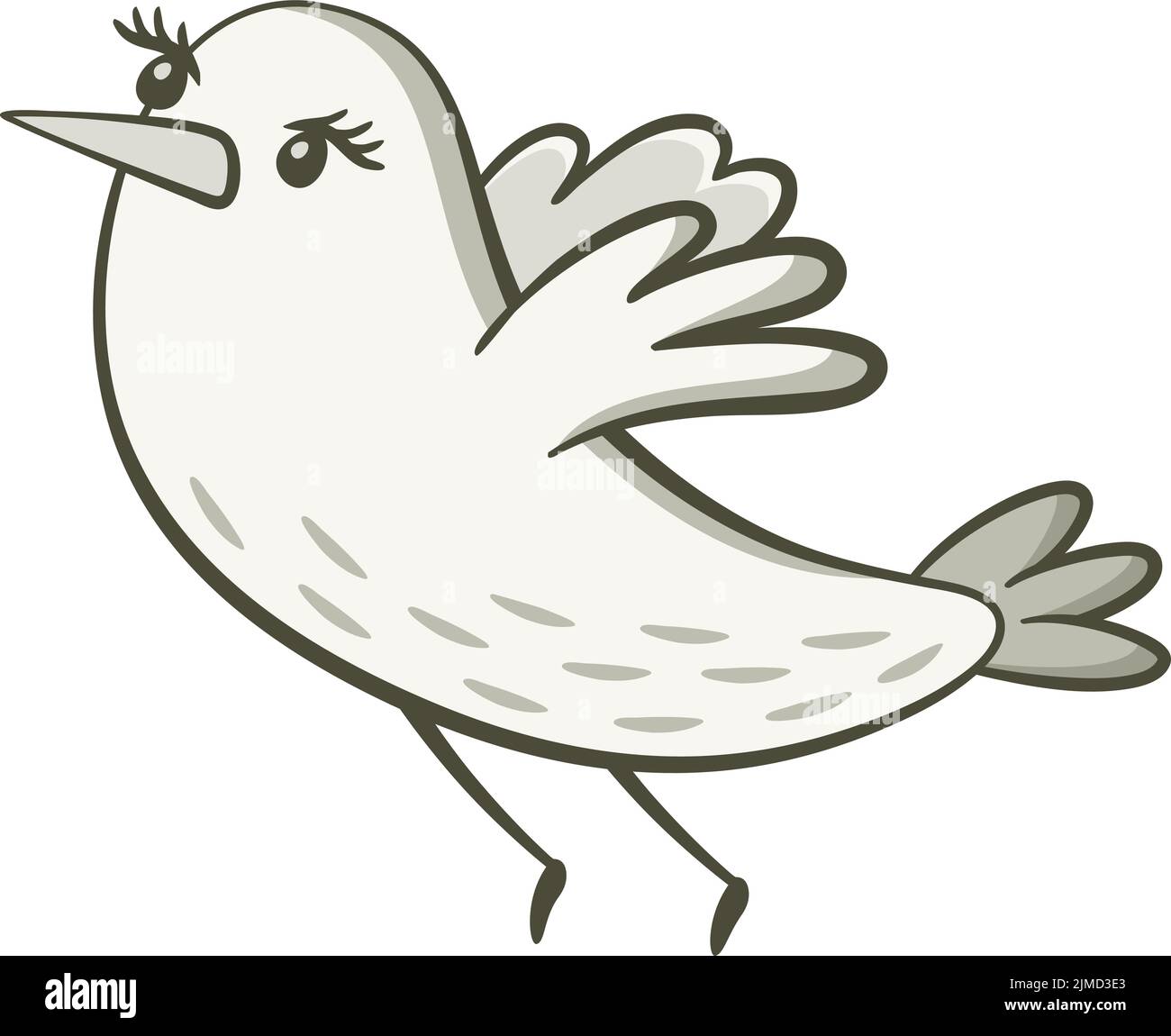 Cute illustration of little bird flying on white background. Vector ...