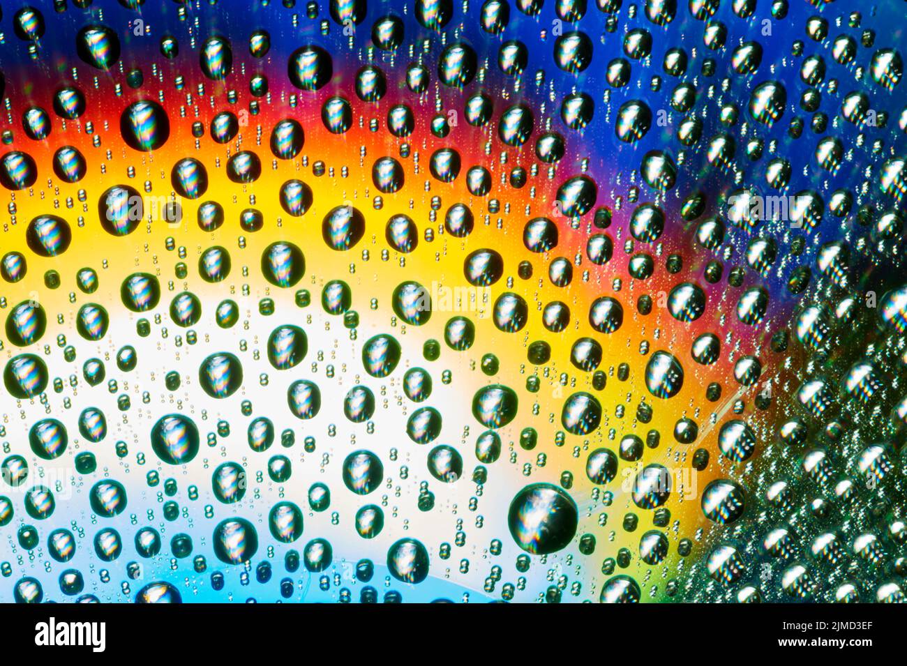 Macro of water drops on multicolor background Stock Photo