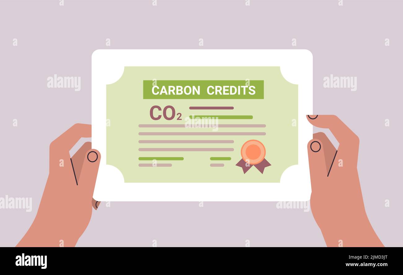 human hand CO2 limit emissions certificate net zero emission carbon ...