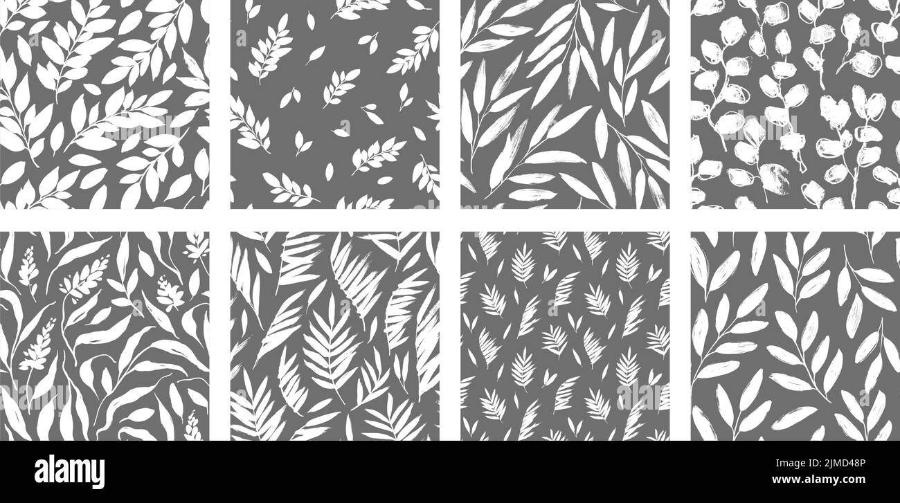 Set of seamless patterns with branches and leaves Stock Vector Image ...