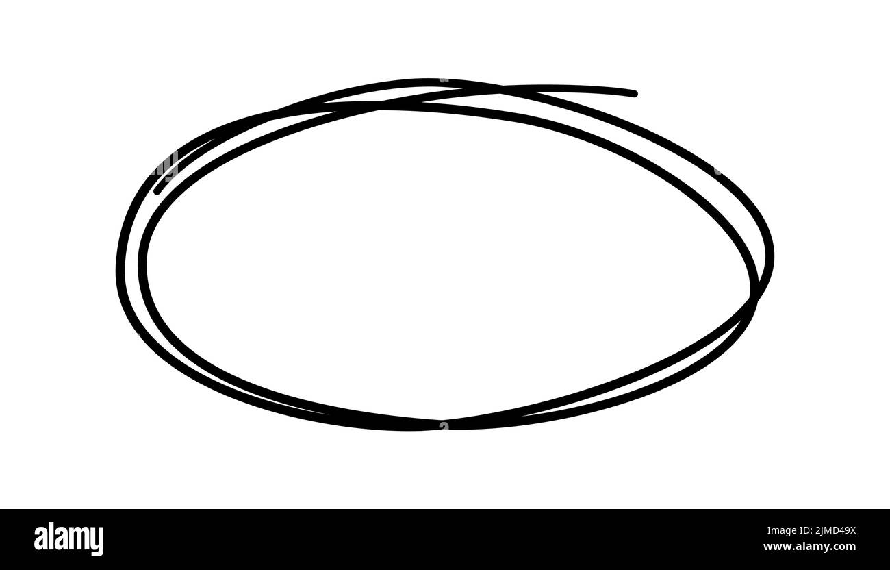 Hand drawn scribble oval. Doodle sketch underline. Highlight circle