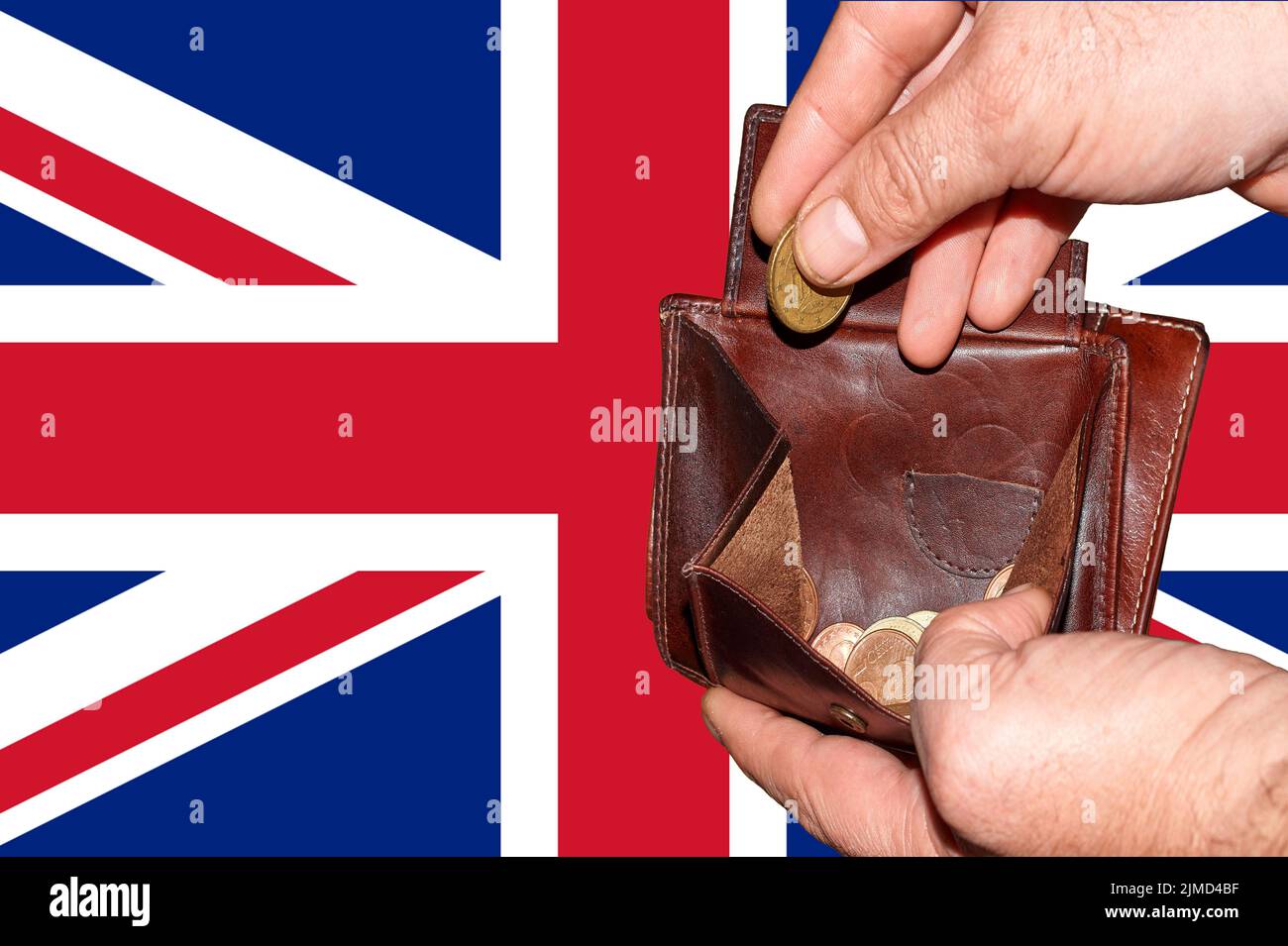 Empty wallet shows the global financial economic crisis triggered by the corona virus in United Kingdom Stock Photo