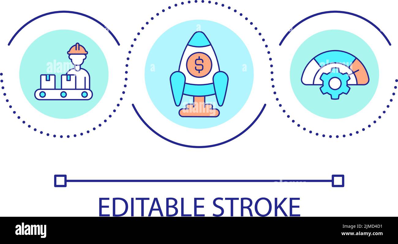 Increase profit from manufacture loop concept icon Stock Vector