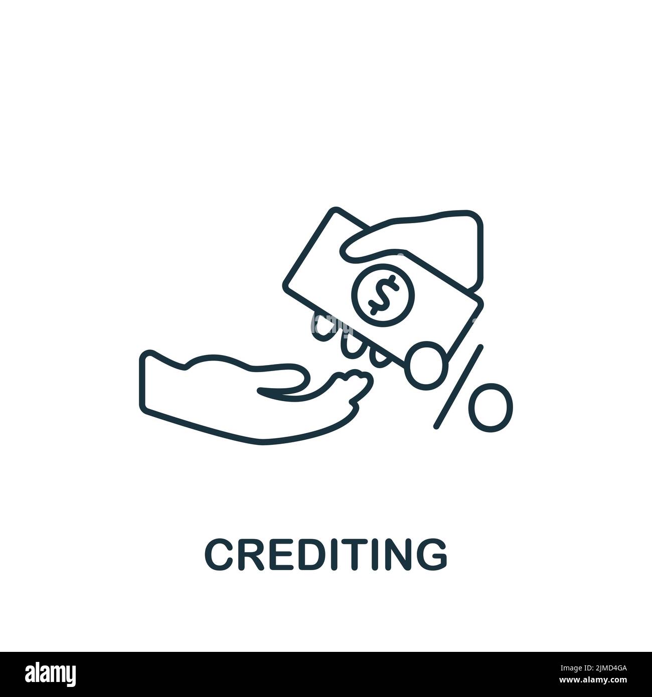 Crediting icon. Monochrome simple Banking icon for templates, web ...