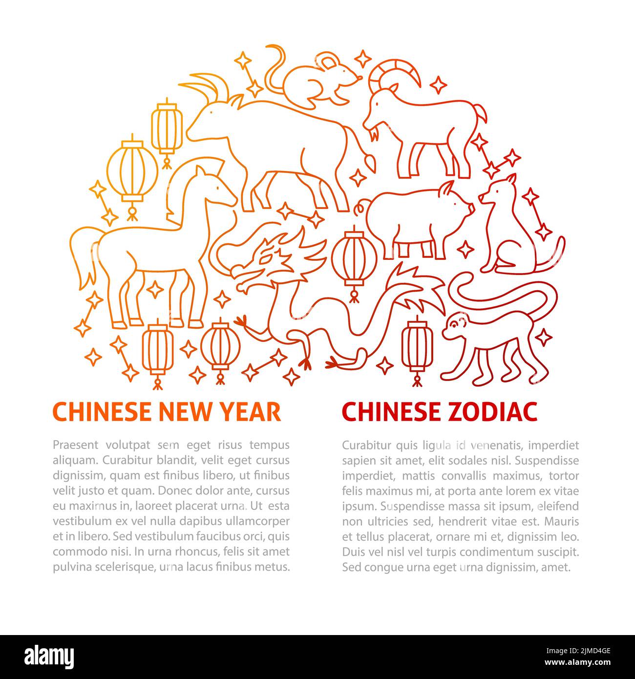 Chinese Horoscope Line Template Stock Vector Image & Art - Alamy