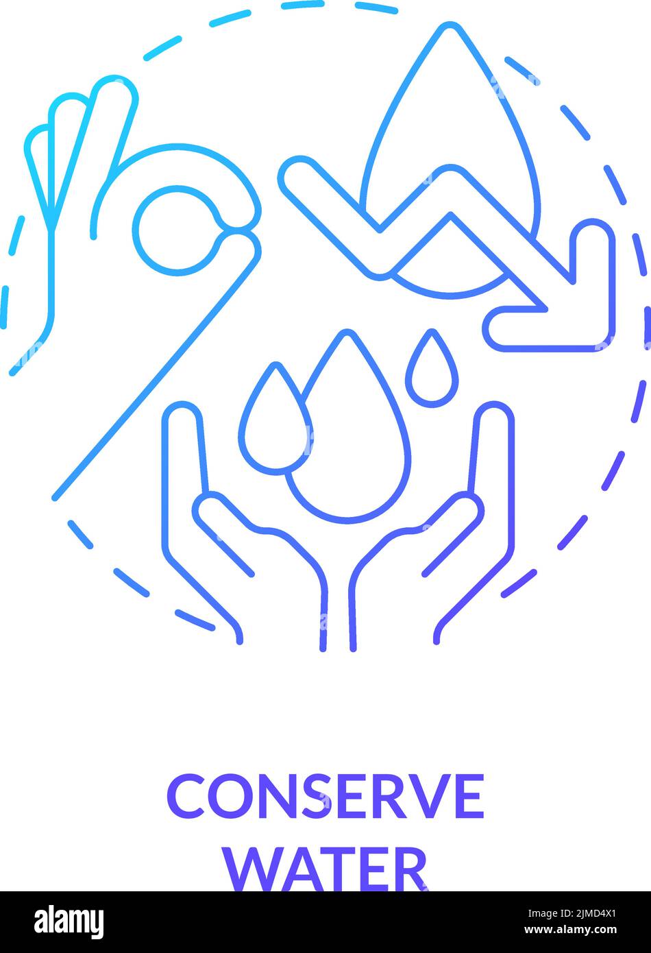 Conserve water blue gradient concept icon Stock Vector