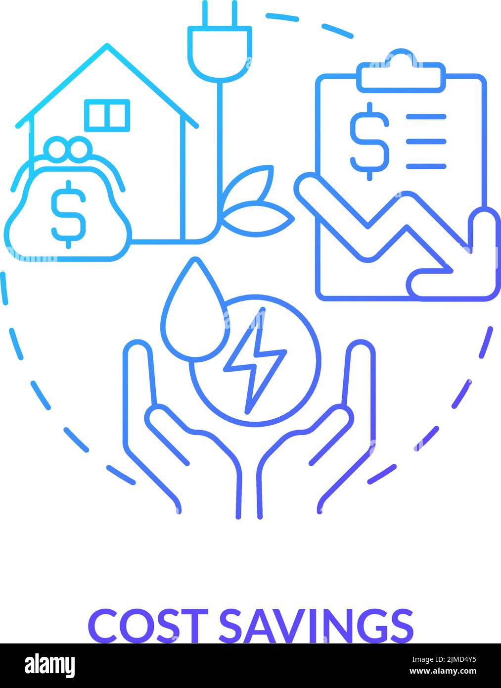 Cost savings blue gradient concept icon Stock Vector