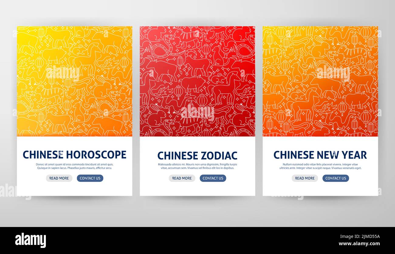 Chinese Zodiac Flyer Concepts Stock Vector