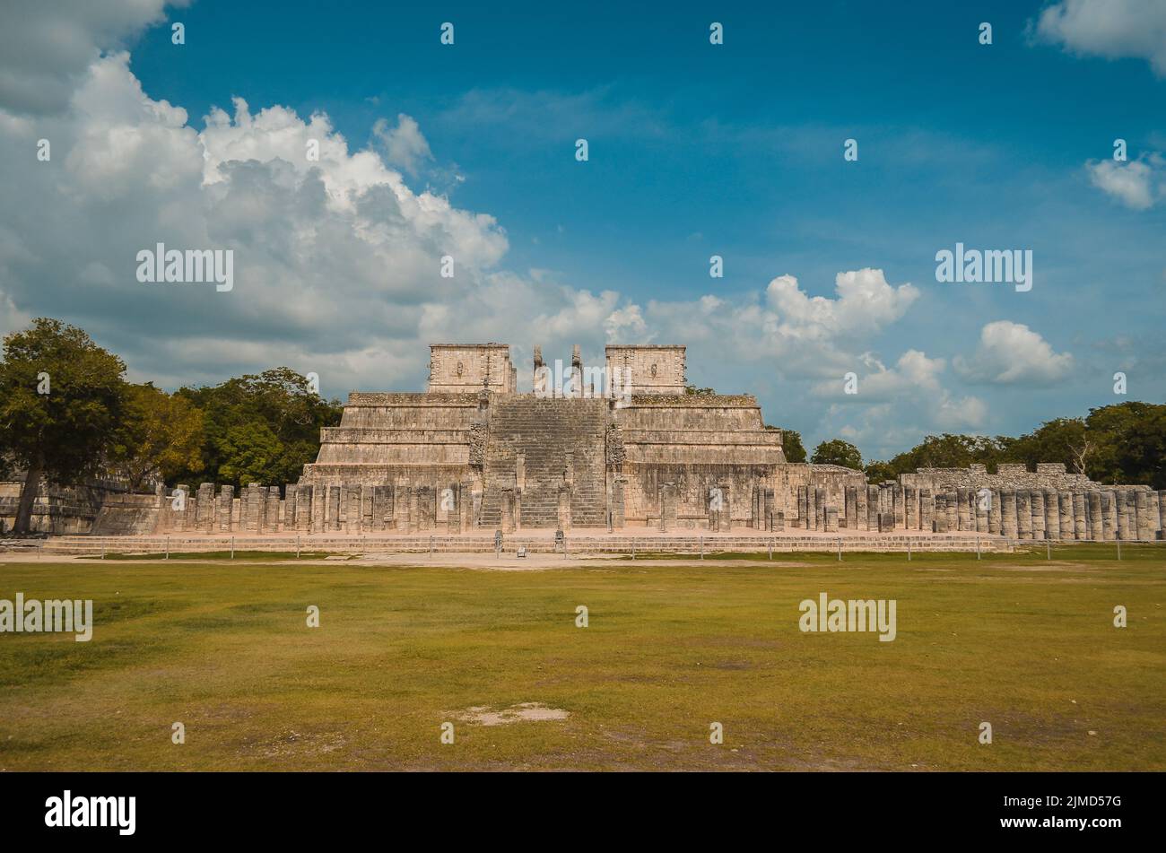 Great photo of the pyramid of Chichen Itza, Mayan civilization, one of the most visited archaeologic Stock Photo