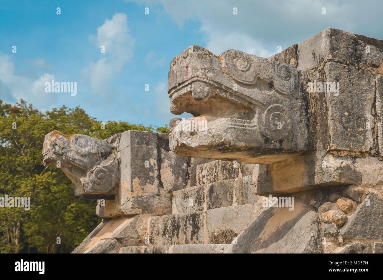 Great photo of the pyramid of Chichen Itza, Mayan civilization, one of the most visited archaeologic Stock Photo