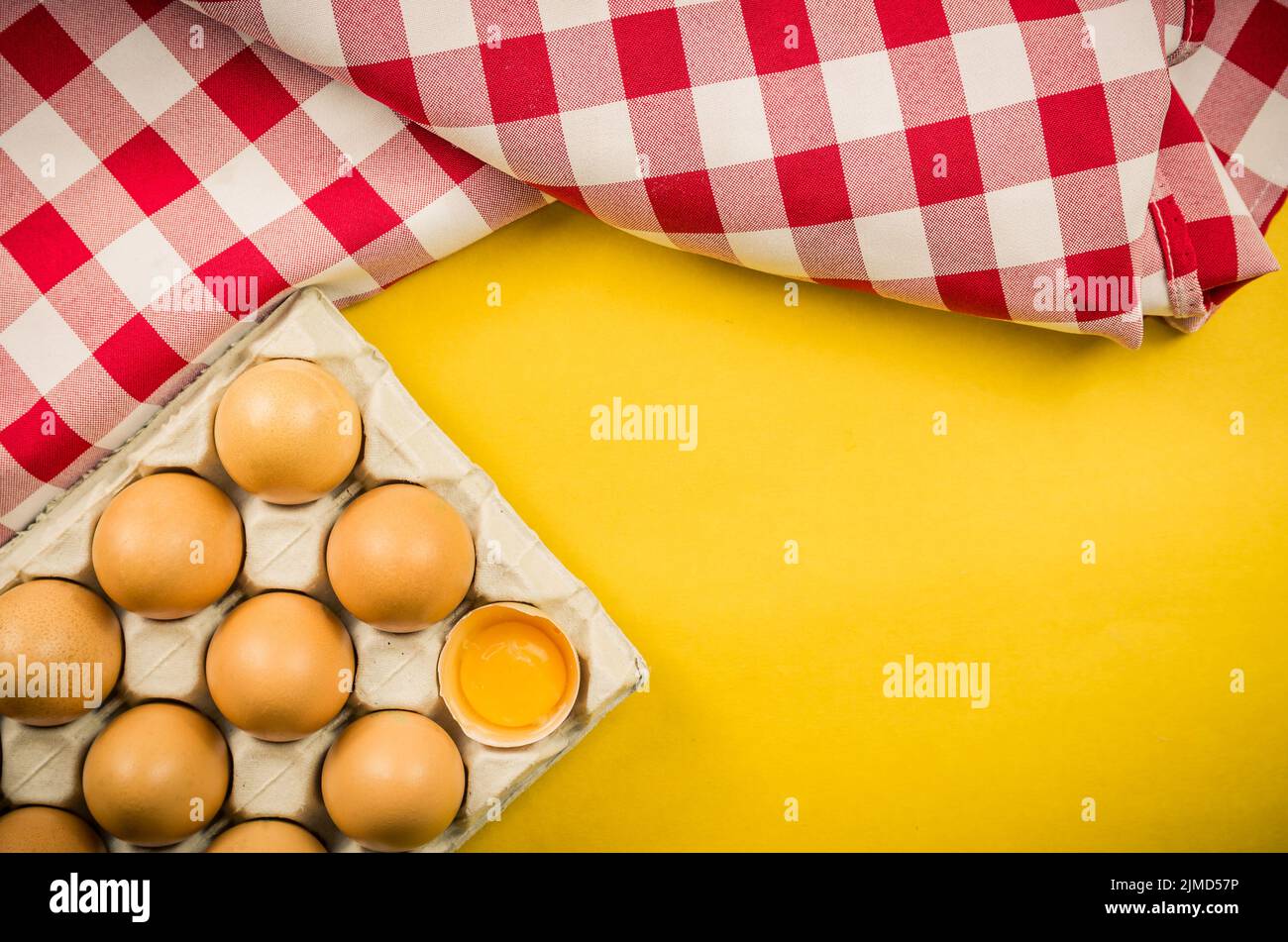 Beautiful fresh brown chicken eggs. Stock Photo