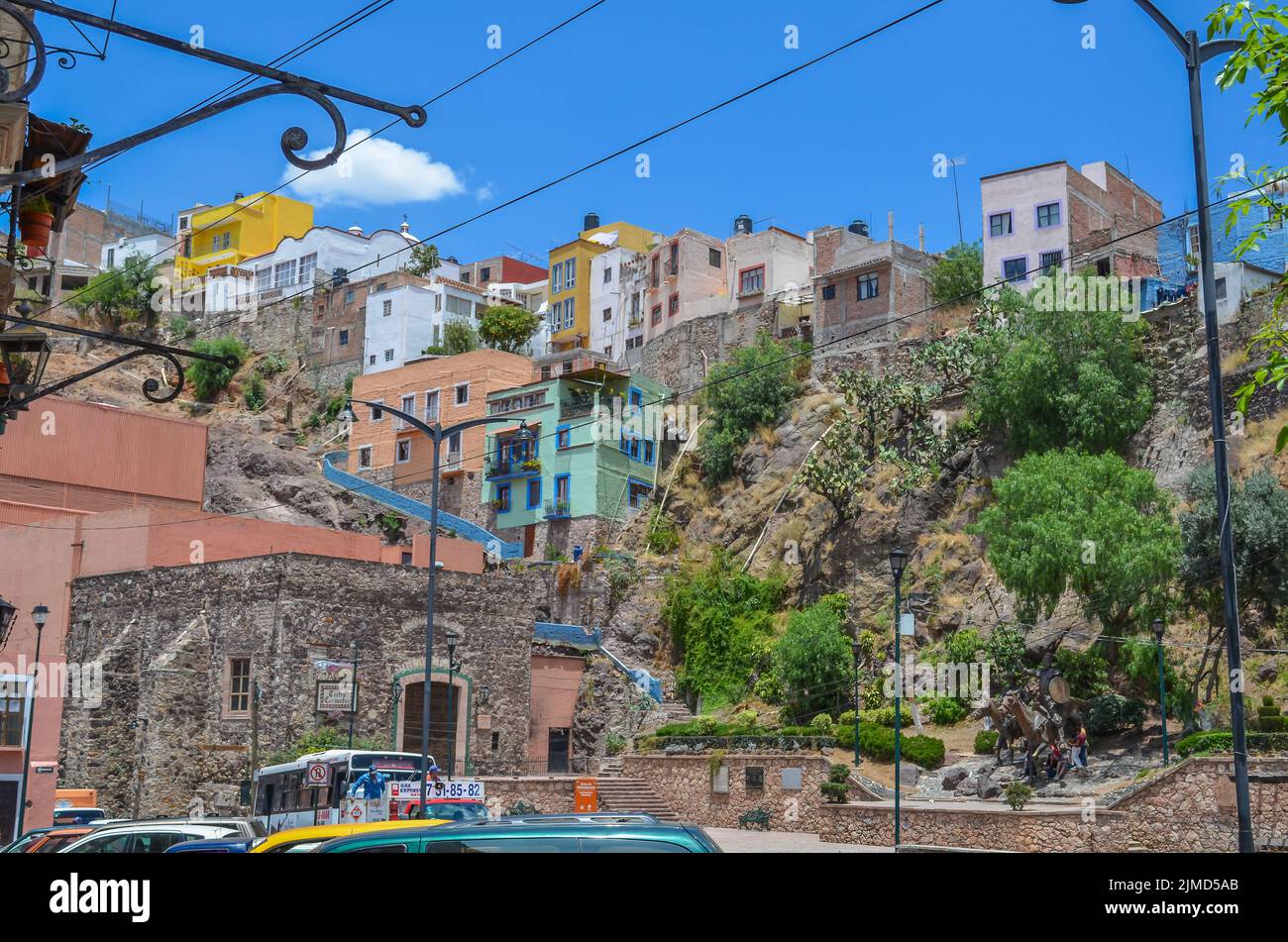 Guanajuato, Mexico - June 05, 2013 :View of the traditional colorful houses of the charming city of Stock Photo
