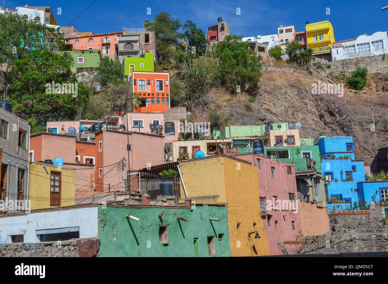 Guanajuato, Mexico - June 05, 2013 :View of the traditional colorful houses of the charming city of Stock Photo