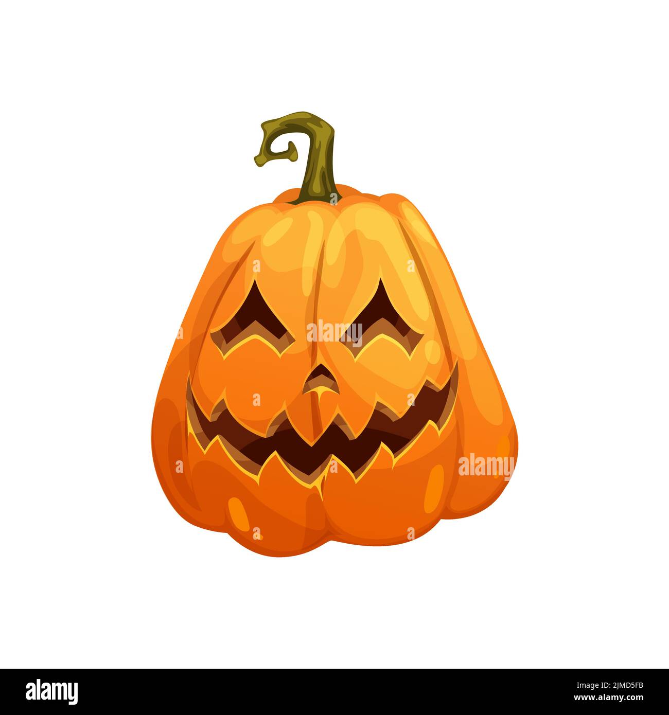 Cartoon Halloween pumpkin character with scary smile and spooky face ...