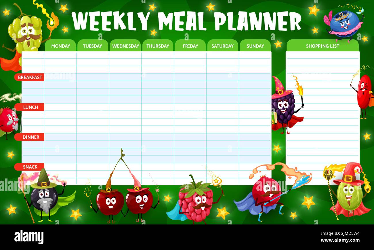weekly-meal-planner-cartoon-berry-wizard-mage-and-fairy-characters-on