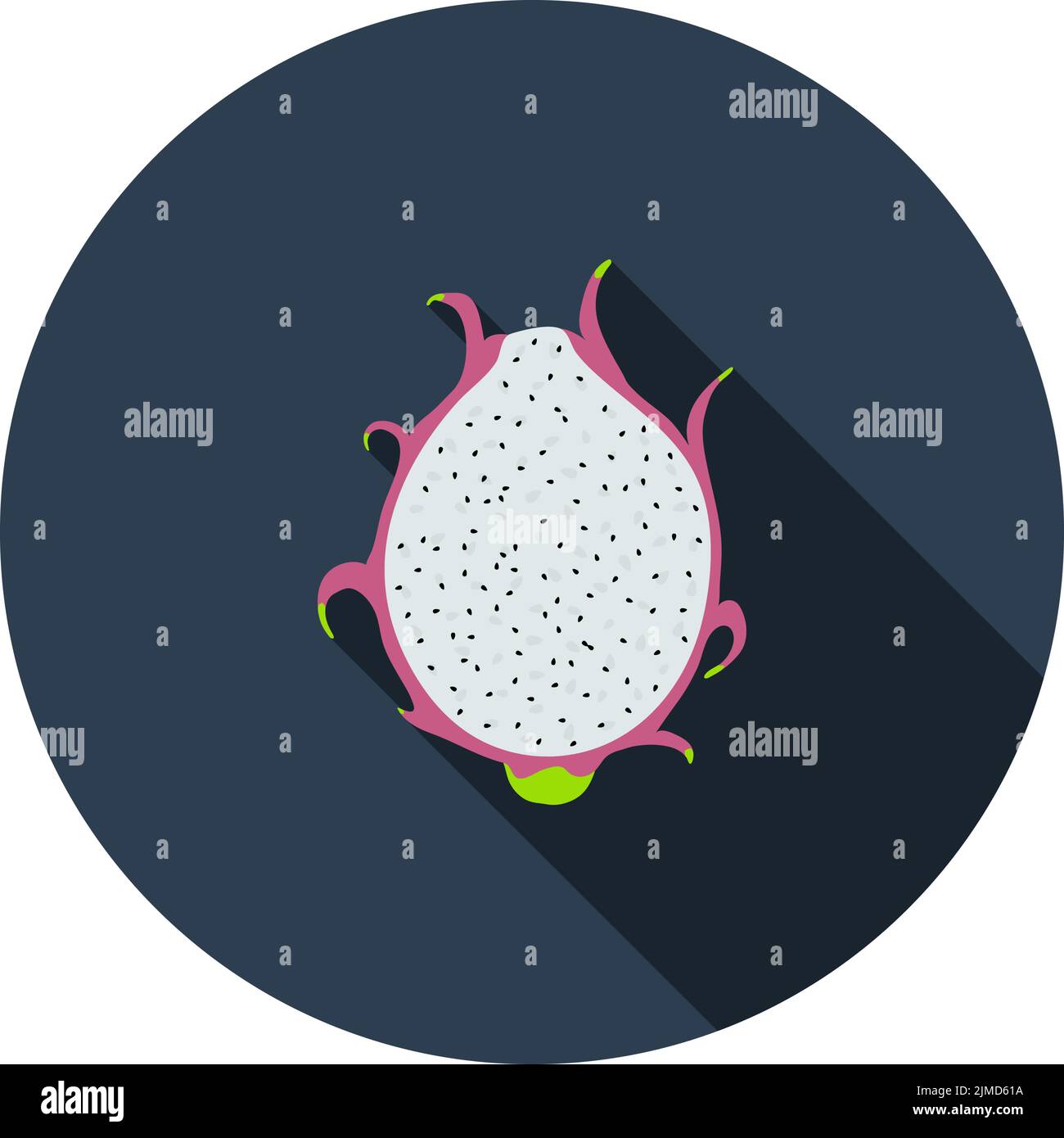 Icon Of Dragon Fruit In Ui Colors. Flat Circle Stencil Design With Long ...