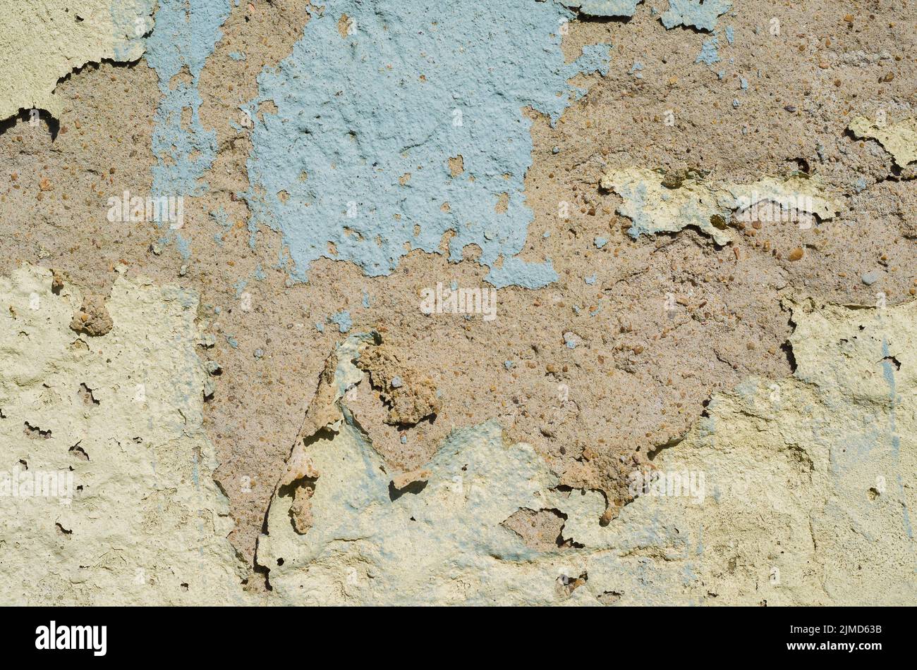 Wall with peeling paint, paint problem. Inadequate paint system, water infiltration. Stock Photo