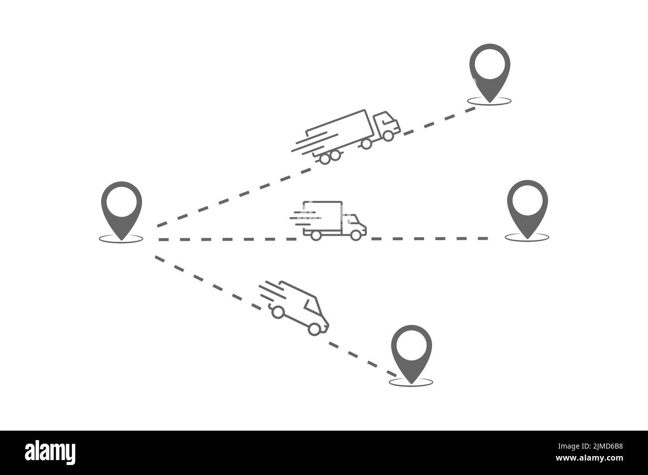 route of the truck. location and coordinates of delivery. Flat style