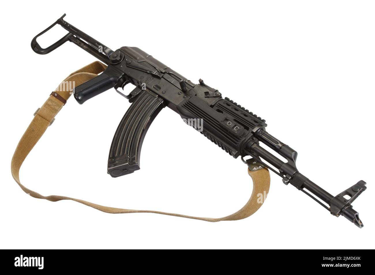 Kalashnikov AK47 with folding stock isolated on white Stock Photo