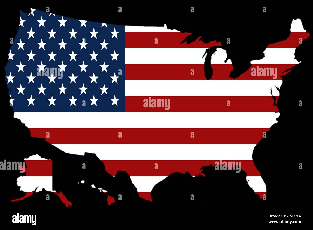 America flag, map on a black background Stock Photo Alamy