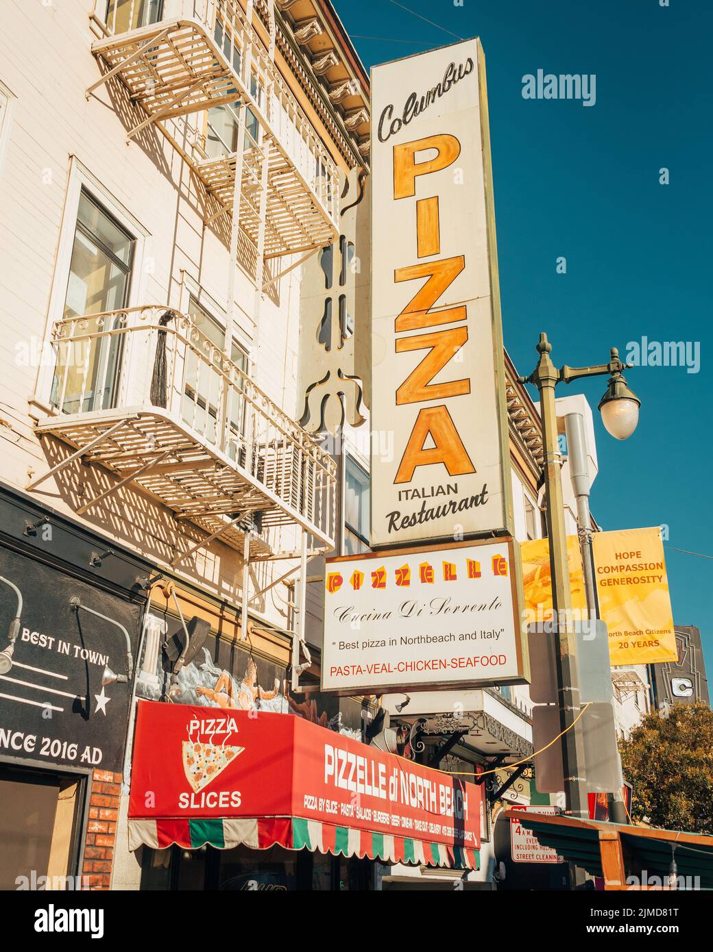 Pizzelle di North Beach vintage sign, San Francisco, California Stock