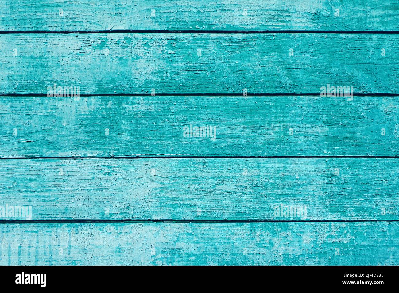 Turquoise shabby painted plank wall for background Stock Photo
