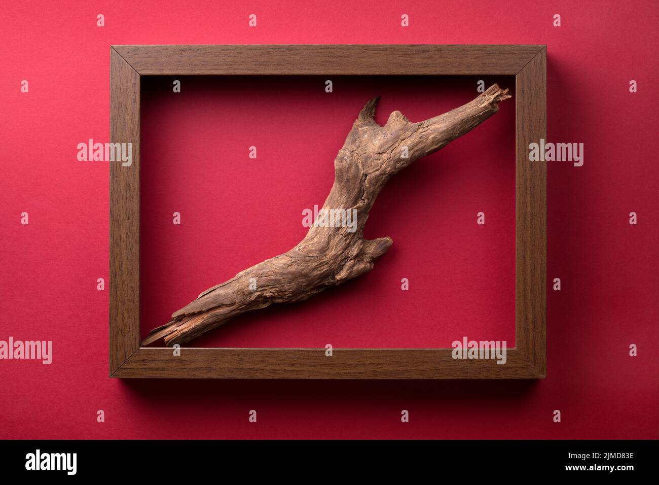 Minimal Composition With Wooden Frame Stock Photo